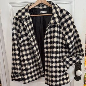Pendleton Black and Oatmeal Checkered/Large Houndstooth Wool Peacoat